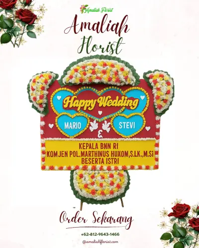 Karangan Papan Bunga Pernikahan di Paduraksa